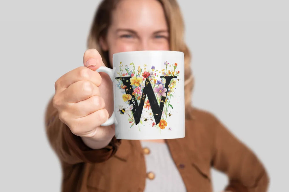 Name A bis Z und 9 Blumen Bienen Kaffeetasse Teetasse Tasse Geschenkidee - WS-Trend.de