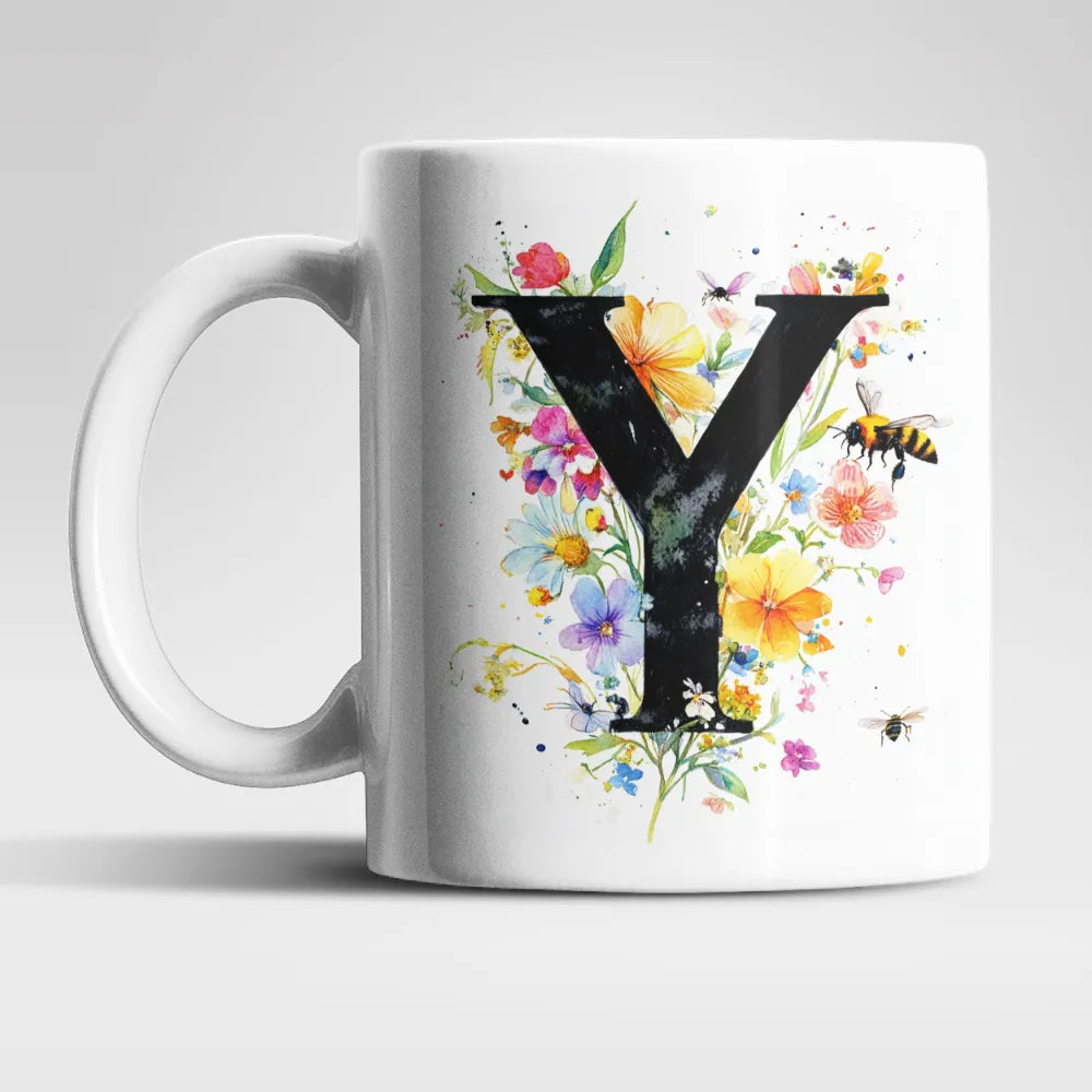 Name A bis Z und 9 Blumen Bienen Kaffeetasse Teetasse Tasse Geschenkidee - WS-Trend.de