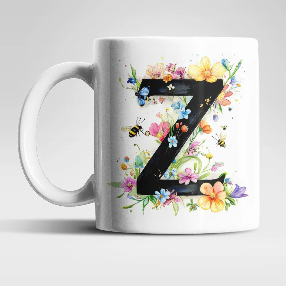 Name A bis Z und 9 Blumen Bienen Kaffeetasse Teetasse Tasse Geschenkidee - WS-Trend.de