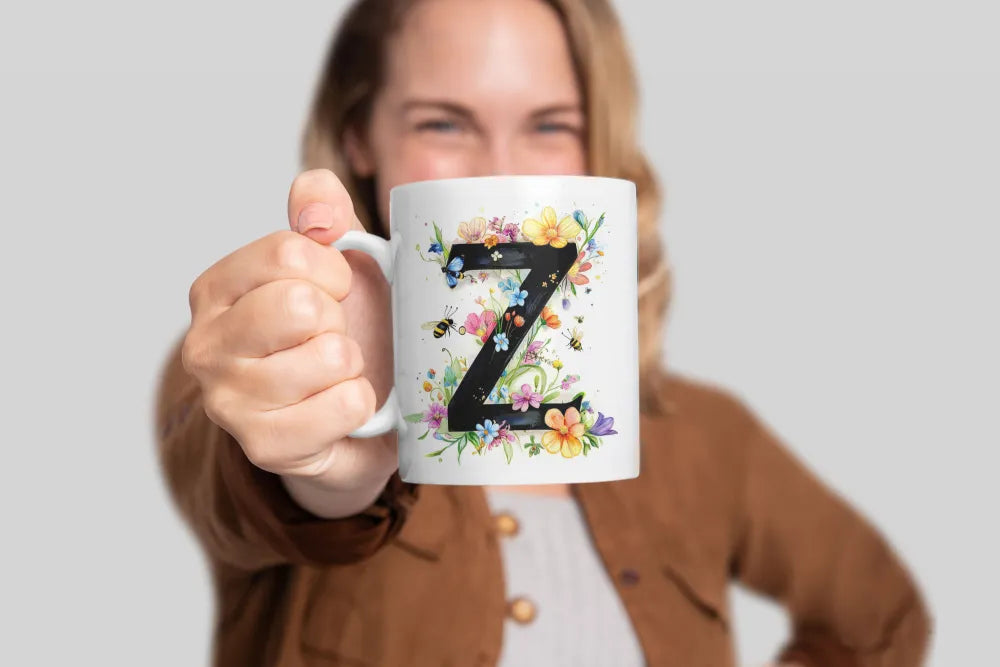 Name A bis Z und 9 Blumen Bienen Kaffeetasse Teetasse Tasse Geschenkidee - WS-Trend.de