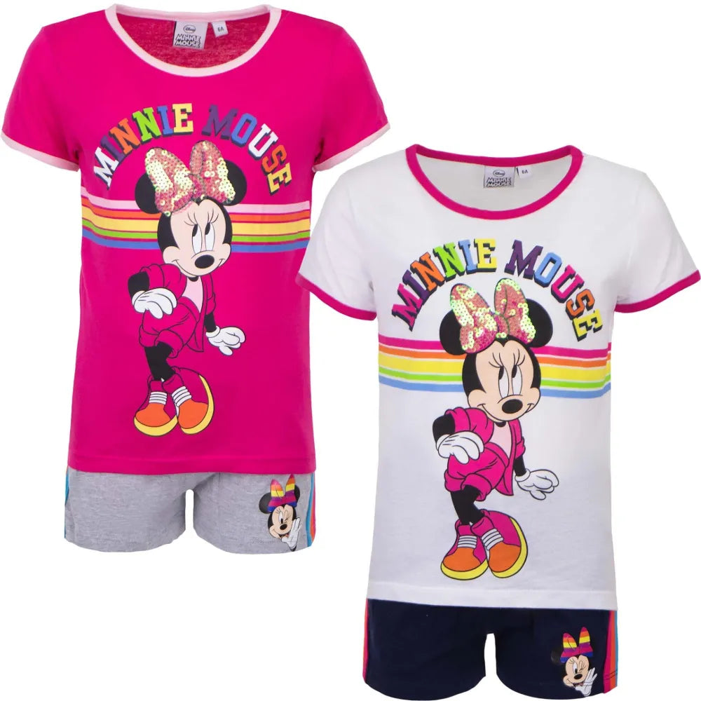 Disney Minnie Maus Mädchen Kinder Sommer Set - WS-Trend.de Sommerset Shorts plus T-Shirt 98-128 Pink