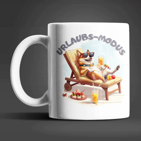 Hund Urlaubs-Modus lustige Keramik Kaffeetasse Teetasse Tasse Geschenkidee - WS-Trend.de