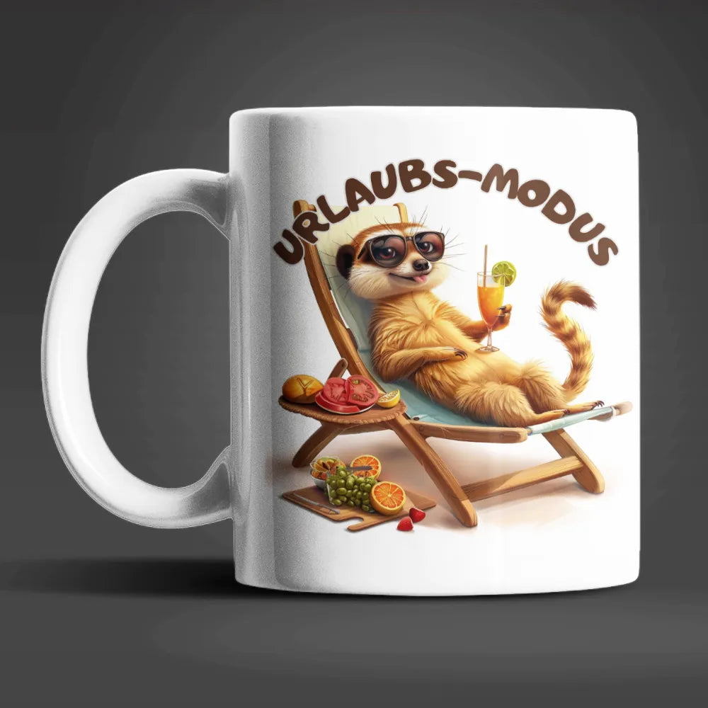 Erdmännchen Urlaubs-Modus Keramik Kaffeetasse Teetasse Tasse Geschenkidee - WS-Trend.de