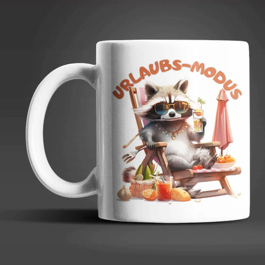 Waschbär Urlaubs-Modus Keramik Kaffeetasse Teetasse Tasse Geschenkidee - WS-Trend.de