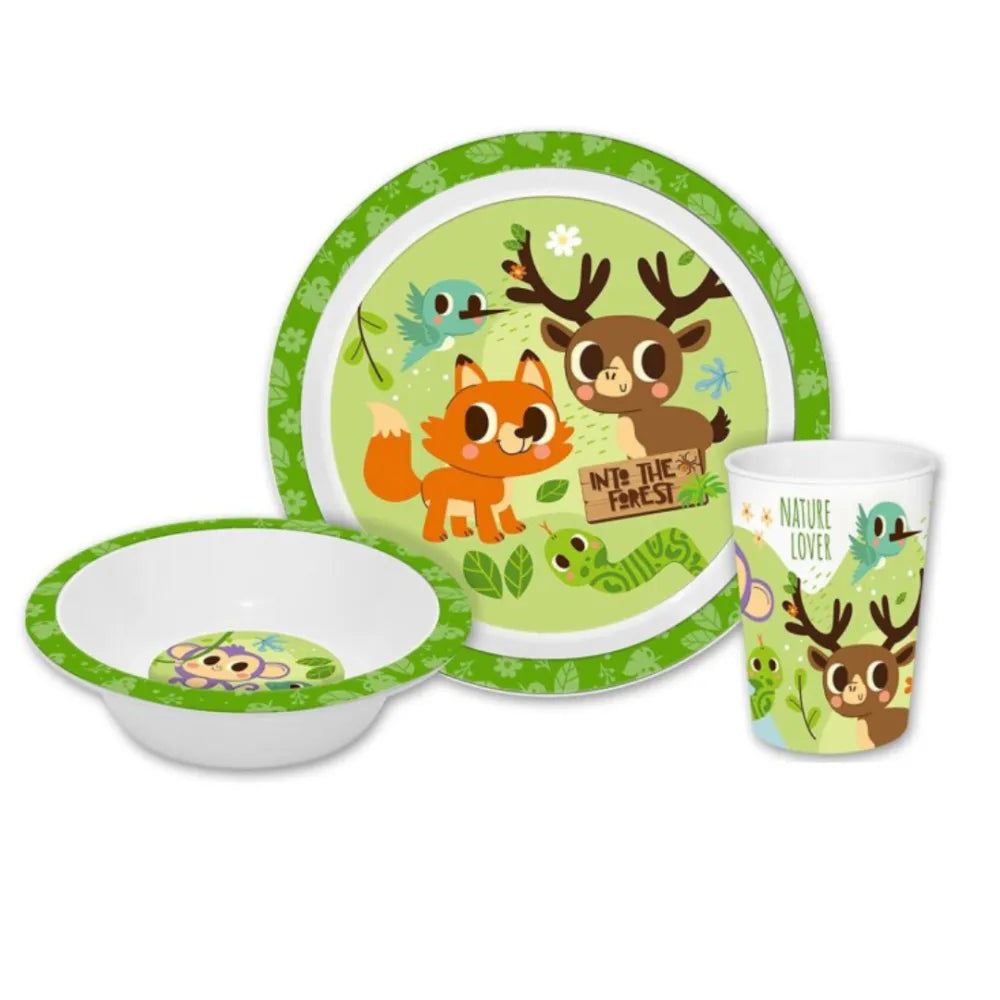 Fuchs Reh Kinder Geschirr-Set 3 tlg Becher Teller Schüssel Geschenkverpackung - WS-Trend.de