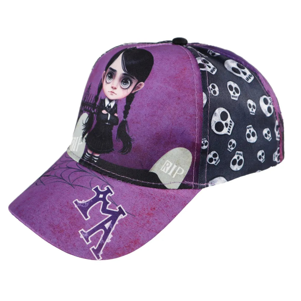 Wednesday Adams Mädchen Kinder Basecap Baseball Kappe allover Print - WS-Trend.de