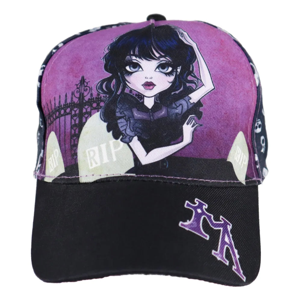 Wednesday Adams Mädchen Kinder Basecap Baseball Kappe allover Print - WS-Trend.de